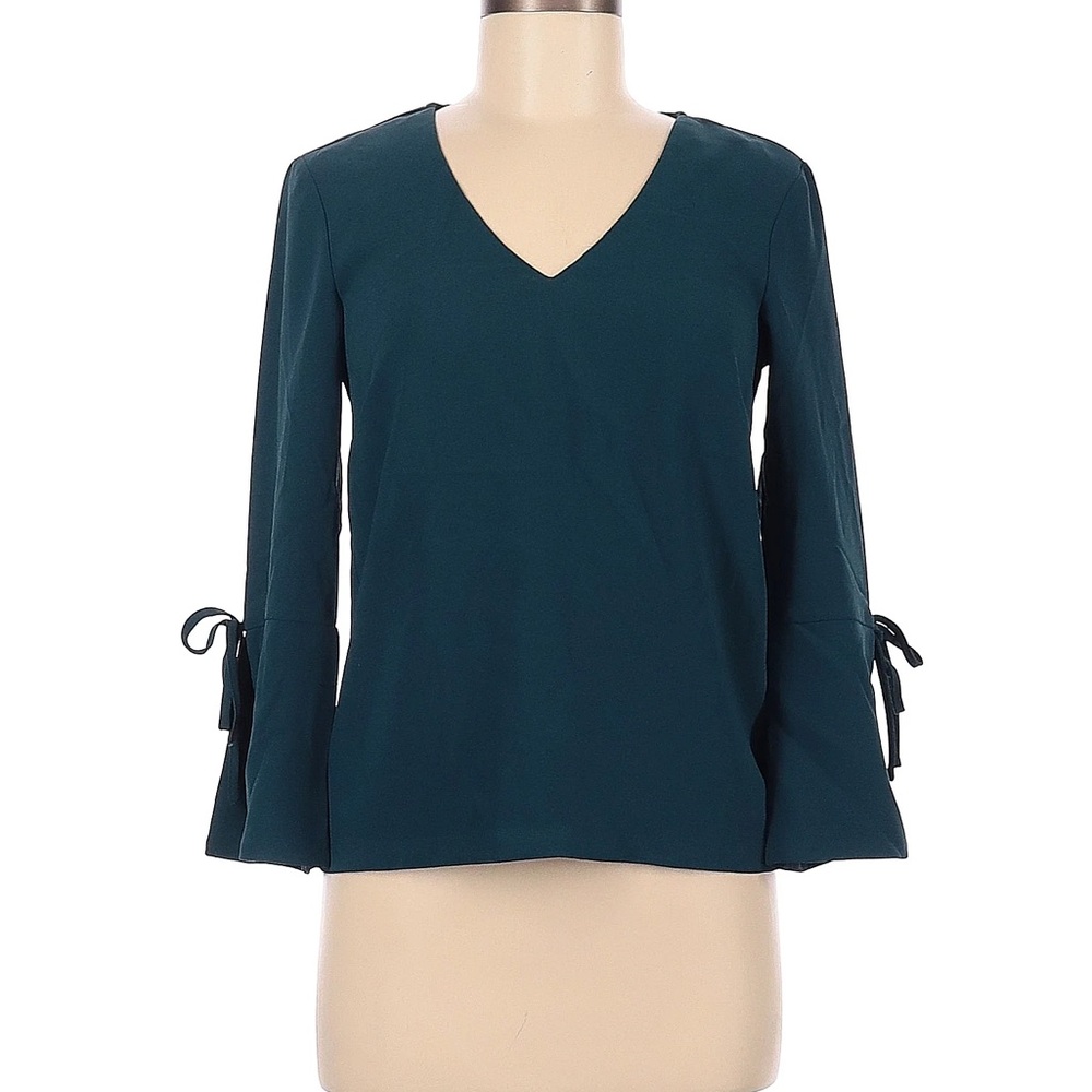 H&M Teal V-Neck Blouse with Tie Sleeves